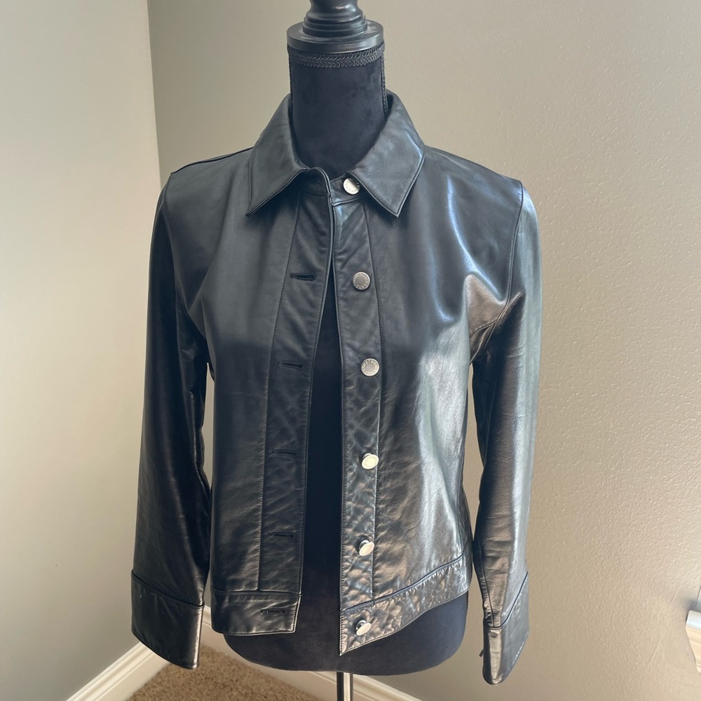 Banana Republic Black Leather Jacket, size M